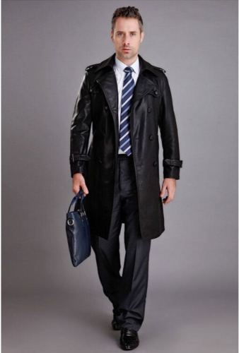 Koza Leathers Men's Genuine Lambskin Trench Coat Real Leather Jacket TM010 Koza Leathers Men's Genuine Lambskin Trench Coat Real Leather Jacket TM010