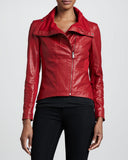 Women Real Lambskin Leather Biker Jacket KW095