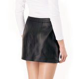 Knee Length Skirt - Women Real Lambskin Leather Mini Skirt WS038 - Koza Leathers