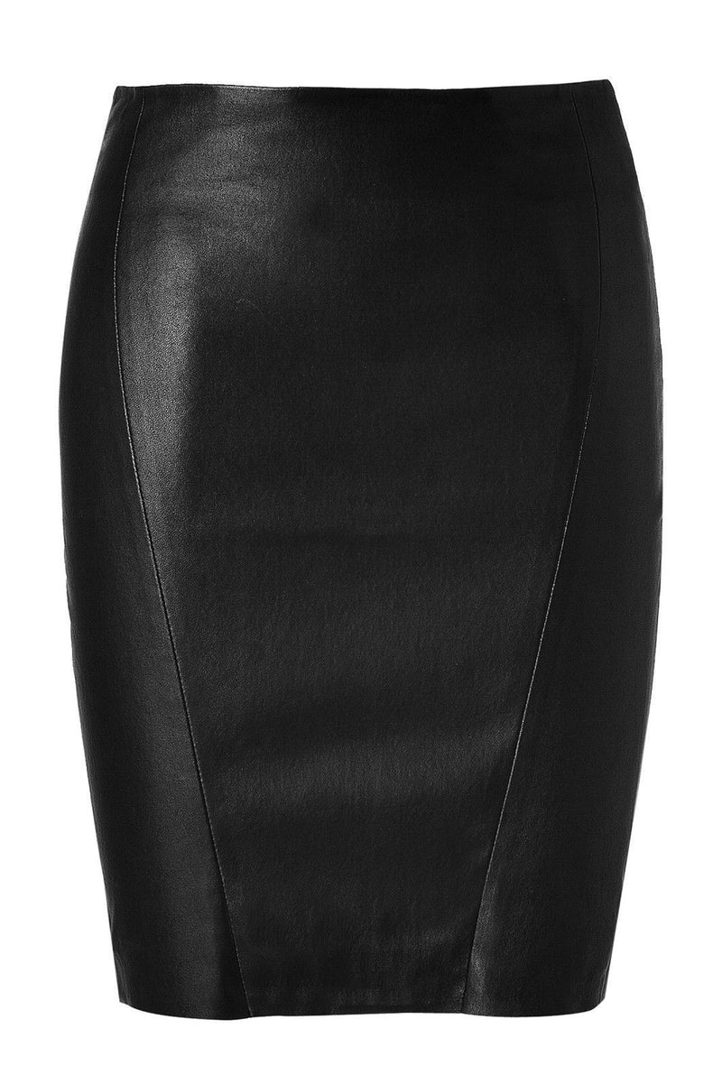 Knee Length Skirt - Women Real Lambskin Leather Knee Length Skirt WS002 - Koza Leathers