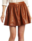 Knee Length Skirt - Women Real Lambskin Leather Mini Skirt WS035 - Koza Leathers