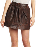 Knee Length Skirt - Women Real Lambskin Leather Mini Skirt WS037 - Koza Leathers