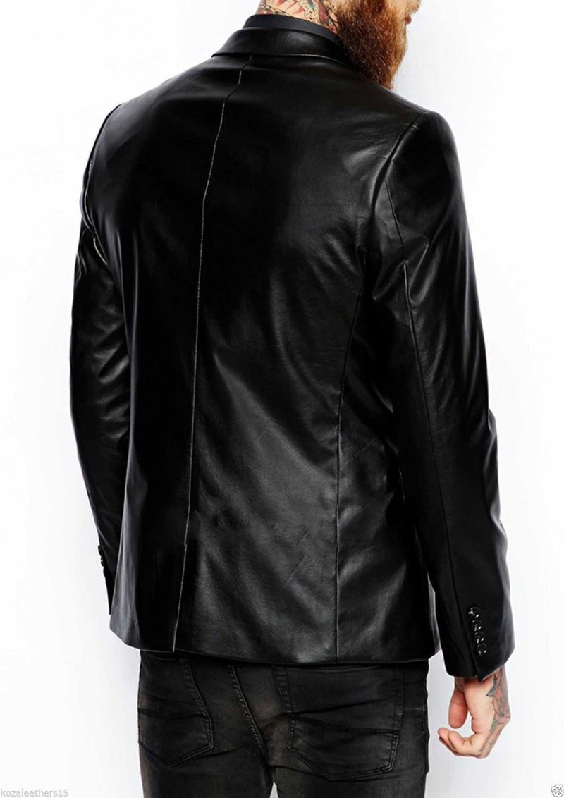 Leather Blazer - Men Real Sheepskin Leather Blazer KB001 - Koza Leathers