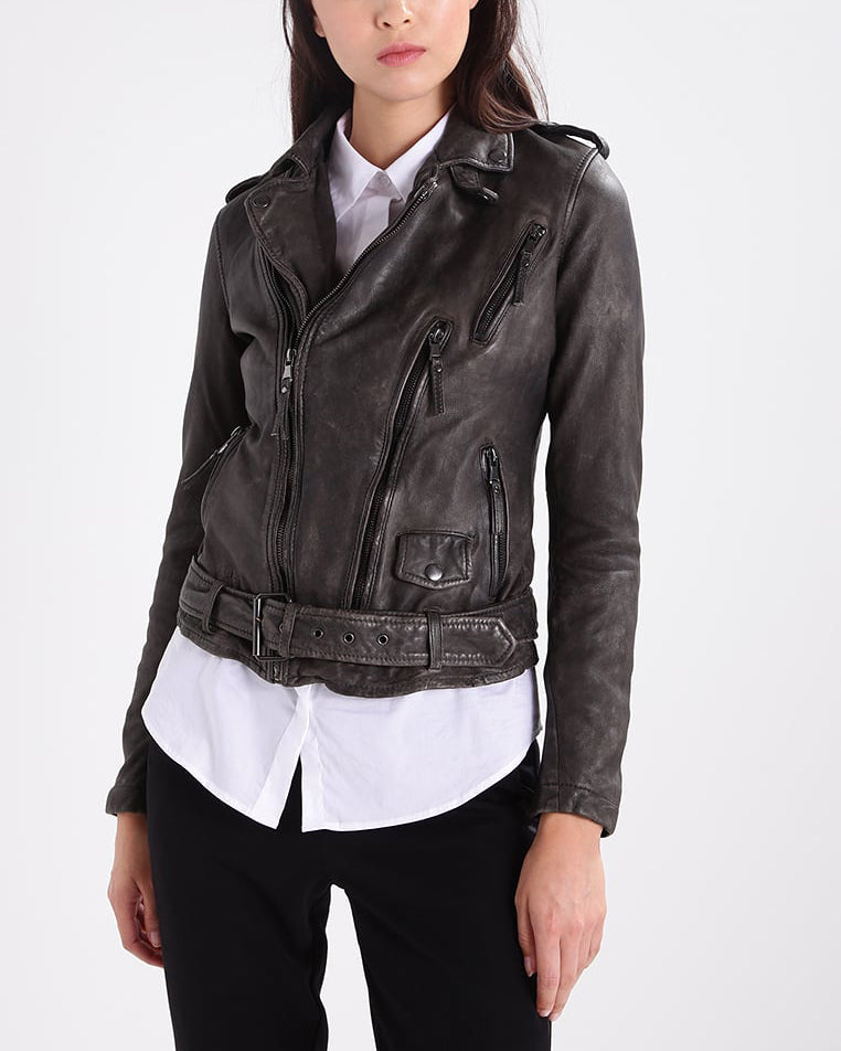 Biker / Motorcycle Jacket - Women Real Lambskin Leather Biker Jacket KW279 - Koza Leathers