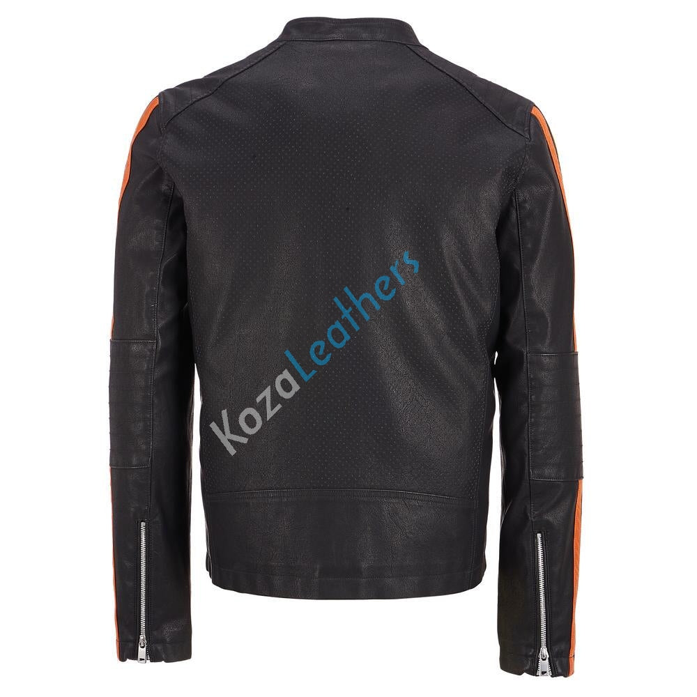 Biker Jacket - Men Real Lambskin Motorcycle Leather Biker Jacket KM206 - Koza Leathers