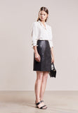 Knee Length Skirt - Women Real Lambskin Leather Above Knee Skirt WS125 - Koza Leathers