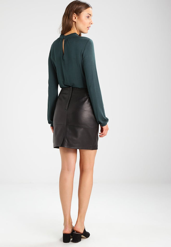 Knee Length Skirt - Women Real Lambskin Leather Mini Skirt WS126 - Koza Leathers