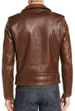 Biker Jacket - Men Real Lambskin Motorcycle Leather Biker Jacket KM478 - Koza Leathers