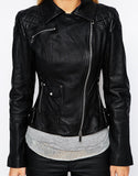 Biker / Motorcycle Jacket - Women Real Lambskin Leather Biker Jacket KW070 - Koza Leathers