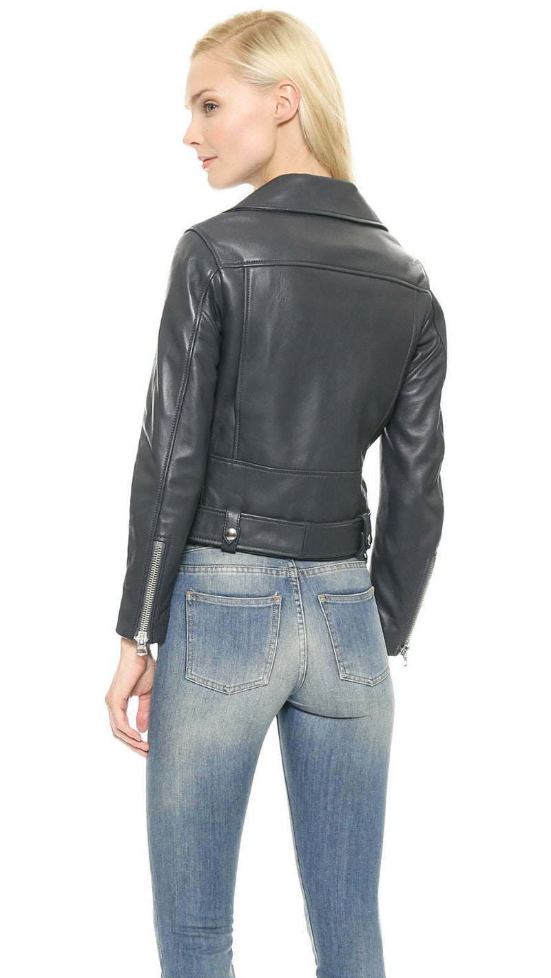 Biker / Motorcycle Jacket - Women Real Lambskin Leather Biker Jacket KW071 - Koza Leathers