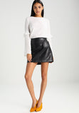 Knee Length Skirt - Women Real Lambskin Leather Mini Skirt WS127 - Koza Leathers