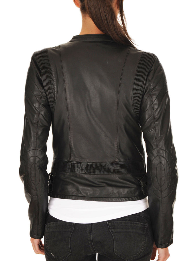 Biker / Motorcycle Jacket - Women Real Lambskin Leather Biker Jacket KW072 - Koza Leathers