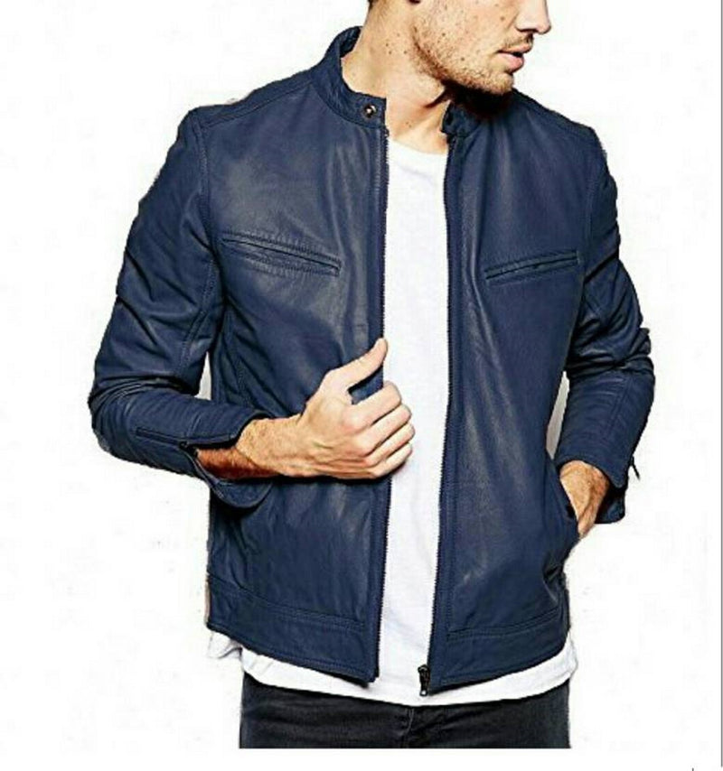 Biker Jacket - Men Real Lambskin Motorcycle Leather Biker Jacket KM480 - Koza Leathers