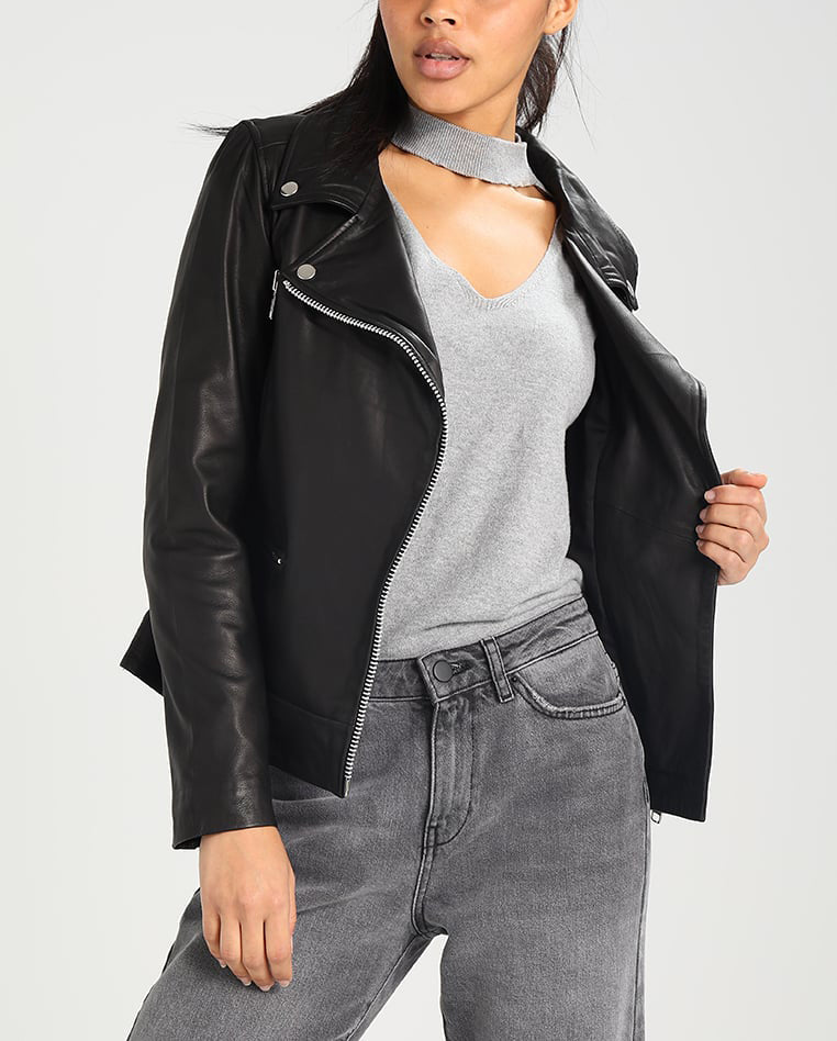 Biker / Motorcycle Jacket - Women Real Lambskin Leather Biker Jacket KW282 - Koza Leathers