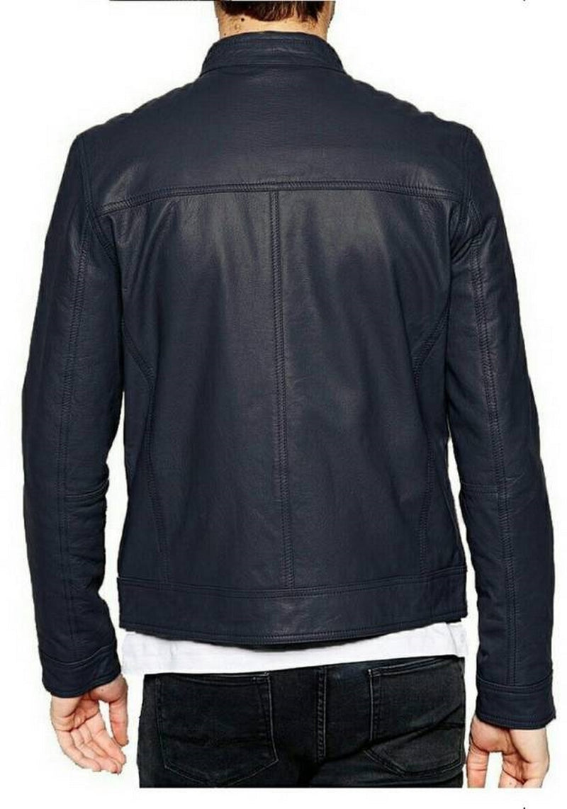 Biker Jacket - Men Real Lambskin Motorcycle Leather Biker Jacket KM480 - Koza Leathers