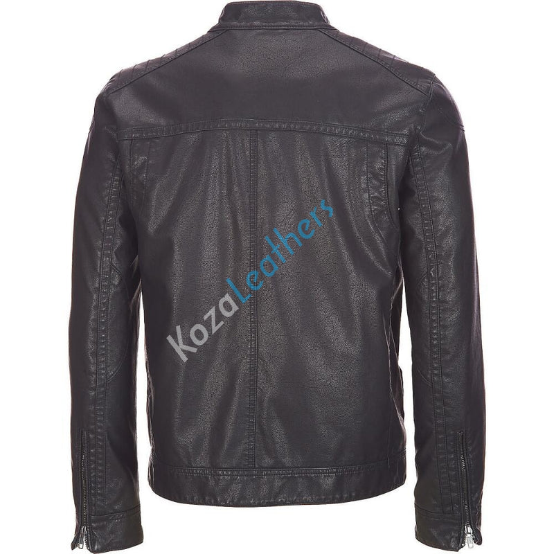 Biker Jacket - Men Real Lambskin Motorcycle Leather Biker Jacket KM209 - Koza Leathers