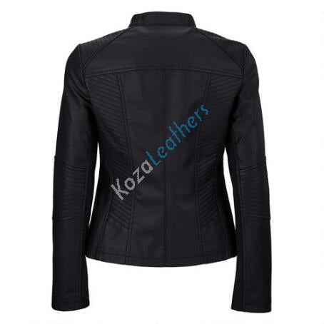 Biker / Motorcycle Jacket - Women Real Lambskin Leather Biker Jacket KW183 - Koza Leathers