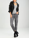 Biker / Motorcycle Jacket - Women Real Lambskin Leather Biker Jacket KW282 - Koza Leathers