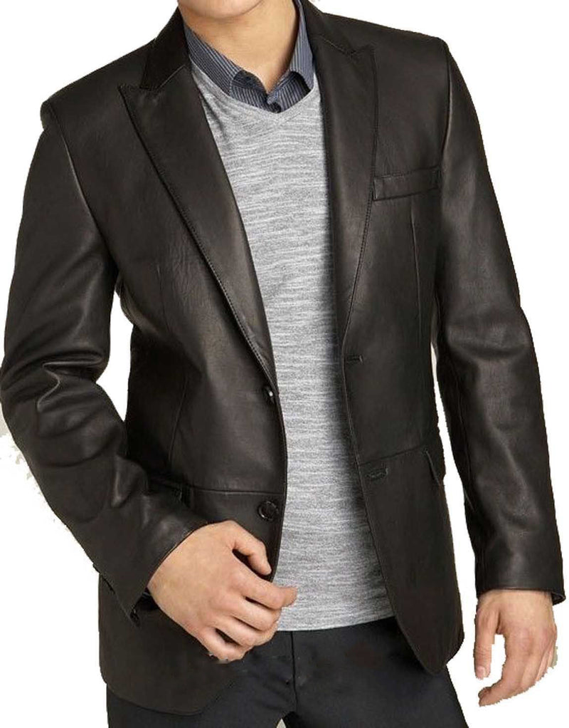 Leather Blazer - Men Real Sheepskin Leather Blazer KB005 - Koza Leathers