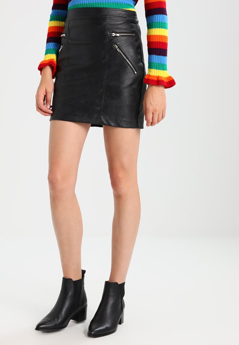 Knee Length Skirt - Women Real Lambskin Leather Mini Skirt WS129 - Koza Leathers