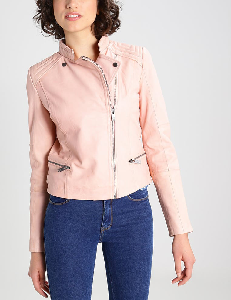 Biker / Motorcycle Jacket - Women Real Lambskin Leather Biker Jacket KW283 - Koza Leathers