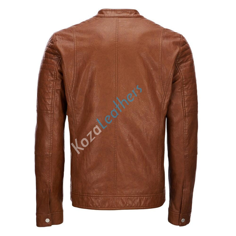 Biker Jacket - Men Real Lambskin Motorcycle Leather Biker Jacket KM210 - Koza Leathers