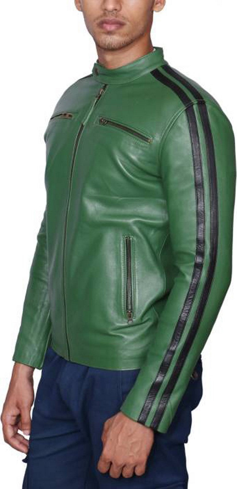 Biker Jacket - Men Real Lambskin Motorcycle Leather Biker Jacket KM482 - Koza Leathers