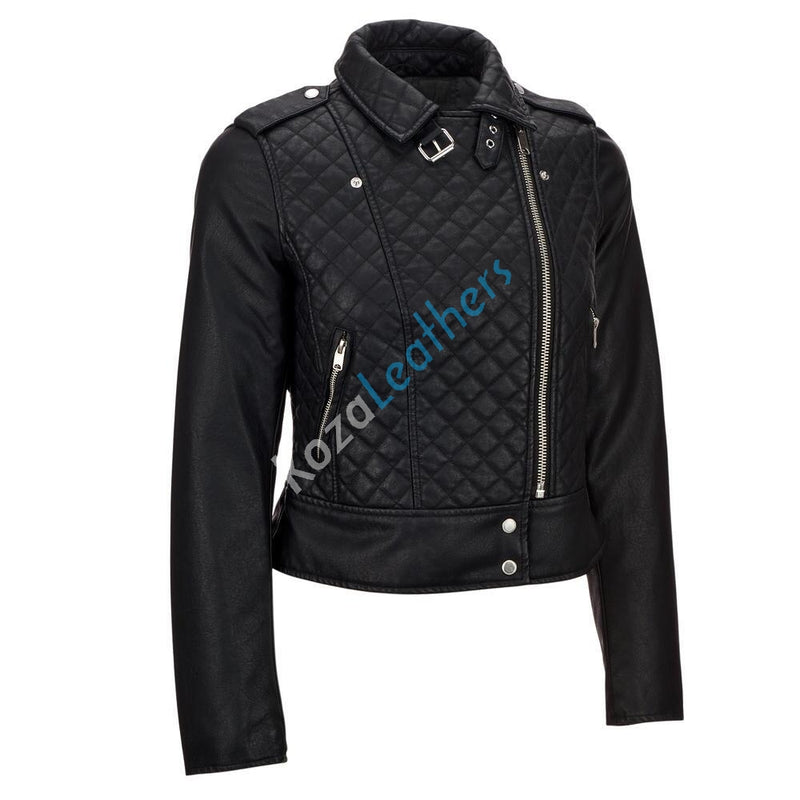 Biker / Motorcycle Jacket - Women Real Lambskin Leather Biker Jacket KW170 - Koza Leathers