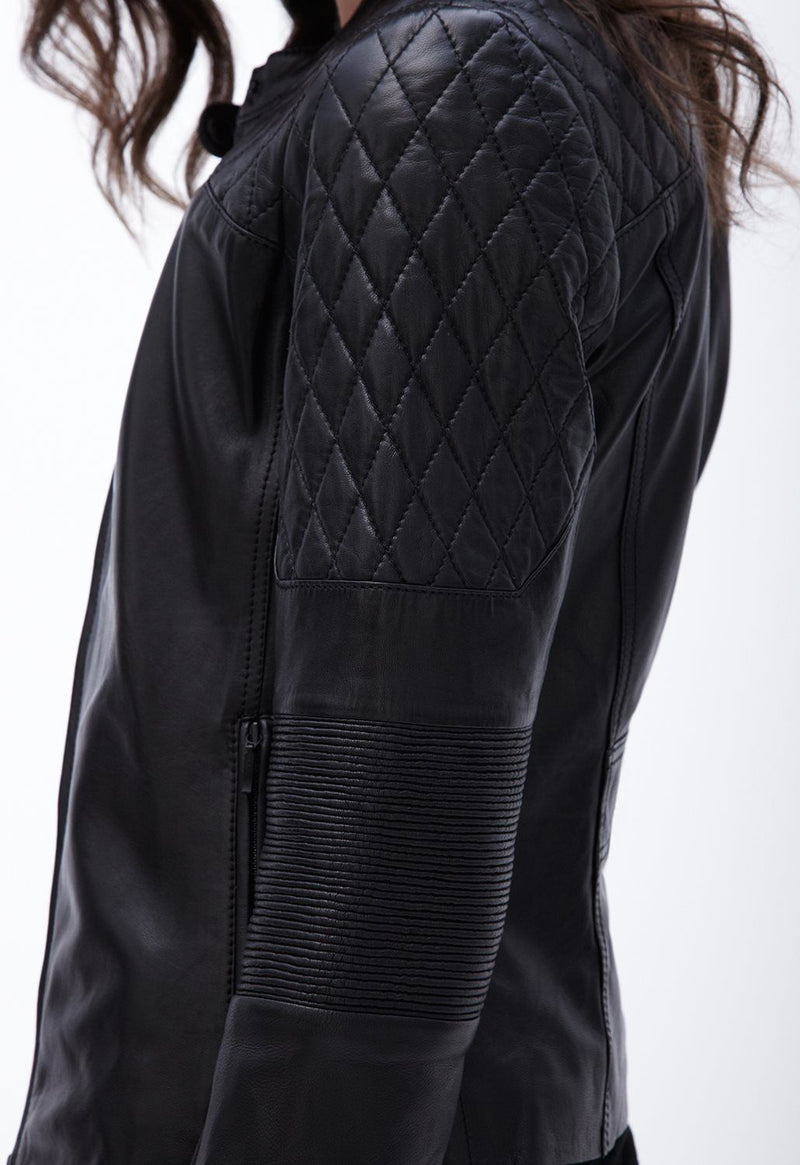 Biker / Motorcycle Jacket - Women Real Lambskin Leather Biker Jacket KW078 - Koza Leathers