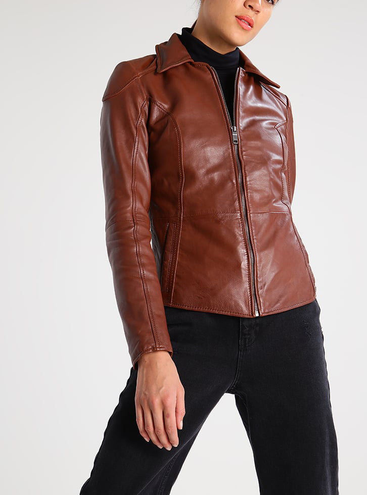 Biker / Motorcycle Jacket - Women Real Lambskin Leather Biker Jacket KW285 - Koza Leathers