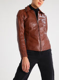 Biker / Motorcycle Jacket - Women Real Lambskin Leather Biker Jacket KW285 - Koza Leathers