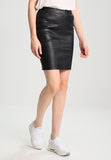Knee Length Skirt - Women Real Lambskin Leather Mini Skirt WS131 - Koza Leathers