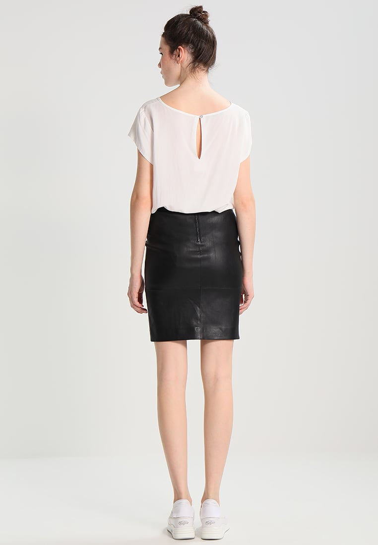 Knee Length Skirt - Women Real Lambskin Leather Mini Skirt WS131 - Koza Leathers