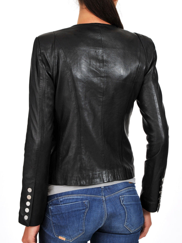 Biker / Motorcycle Jacket - Women Real Lambskin Leather Biker Jacket KW079 - Koza Leathers