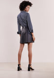 Knee Length Skirt - Women Real Lambskin Leather Mini Skirt WS132 - Koza Leathers