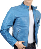 Biker Jacket - Men Real Lambskin Motorcycle Leather Biker Jacket KM484 - Koza Leathers