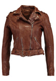 Biker / Motorcycle Jacket - Women Real Lambskin Leather Biker Jacket KW286 - Koza Leathers
