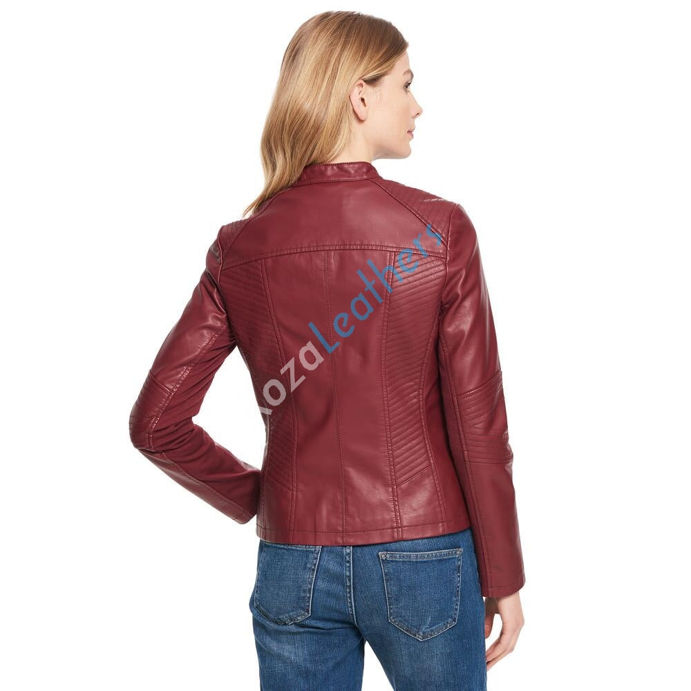 KL Koza Leathers Women's Lambskin Leather Trench Jacket Over Coat WT021