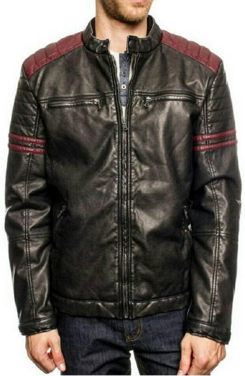 Biker Jacket - Men Real Lambskin Motorcycle Leather Biker Jacket KM486 - Koza Leathers