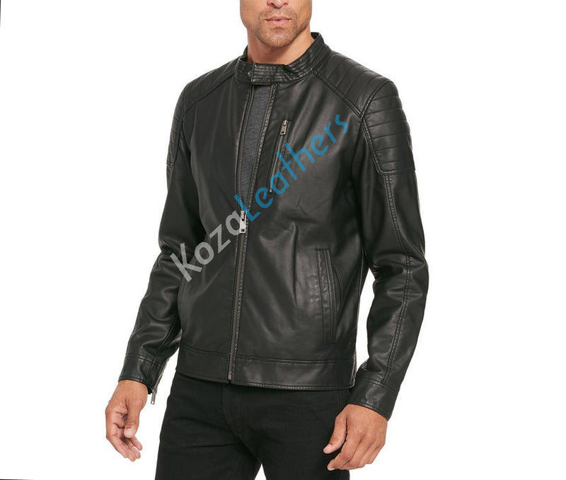 Biker Jacket - Men Real Lambskin Motorcycle Leather Biker Jacket KM211 - Koza Leathers