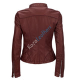 Biker / Motorcycle Jacket - Women Real Lambskin Leather Biker Jacket KW173 - Koza Leathers