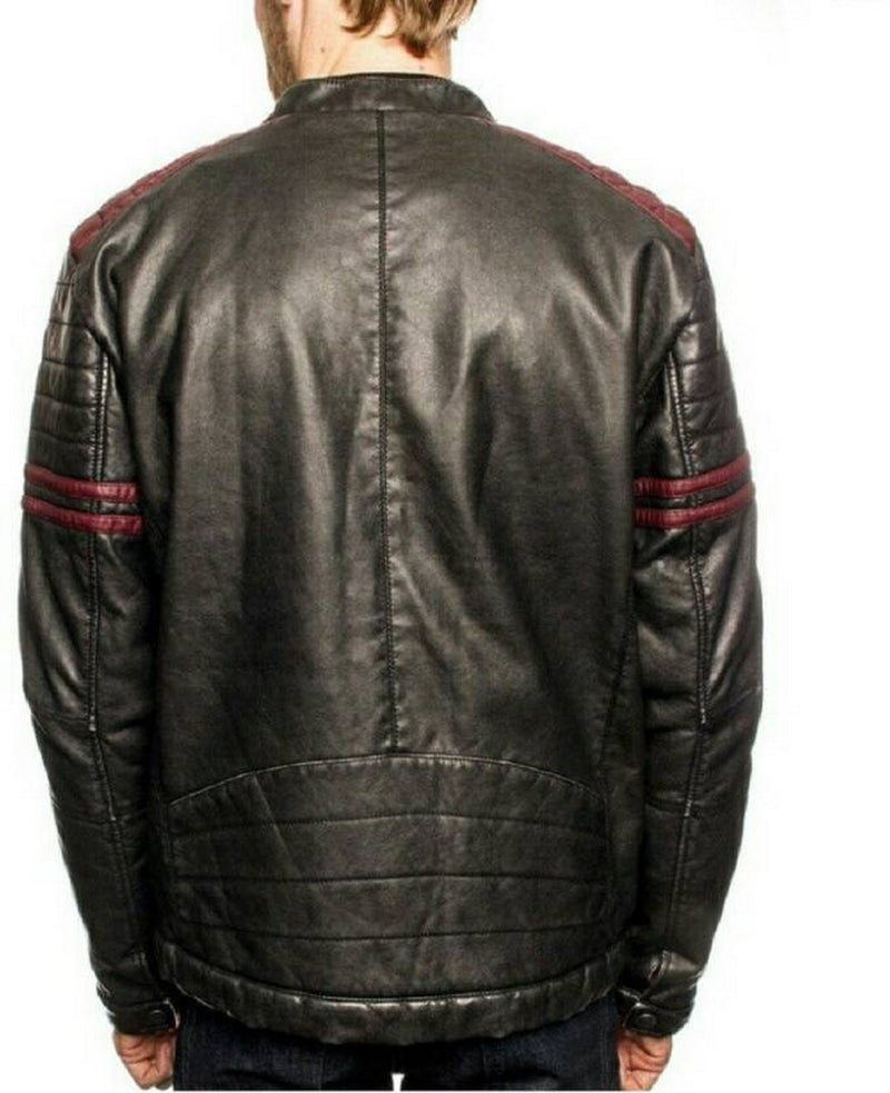 Biker Jacket - Men Real Lambskin Motorcycle Leather Biker Jacket KM486 - Koza Leathers