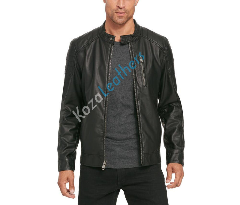 Biker Jacket - Men Real Lambskin Motorcycle Leather Biker Jacket KM211 - Koza Leathers