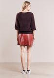 Knee Length Skirt - Women Real Lambskin Leather Mini Skirt WS134 - Koza Leathers