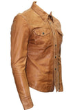 Men's Genuine Lambskin Leather Shirt Jacket MSH010