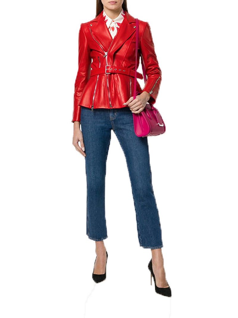 Biker / Motorcycle Jacket - Women Real Lambskin Leather Biker Jacket KW548 - Koza Leathers