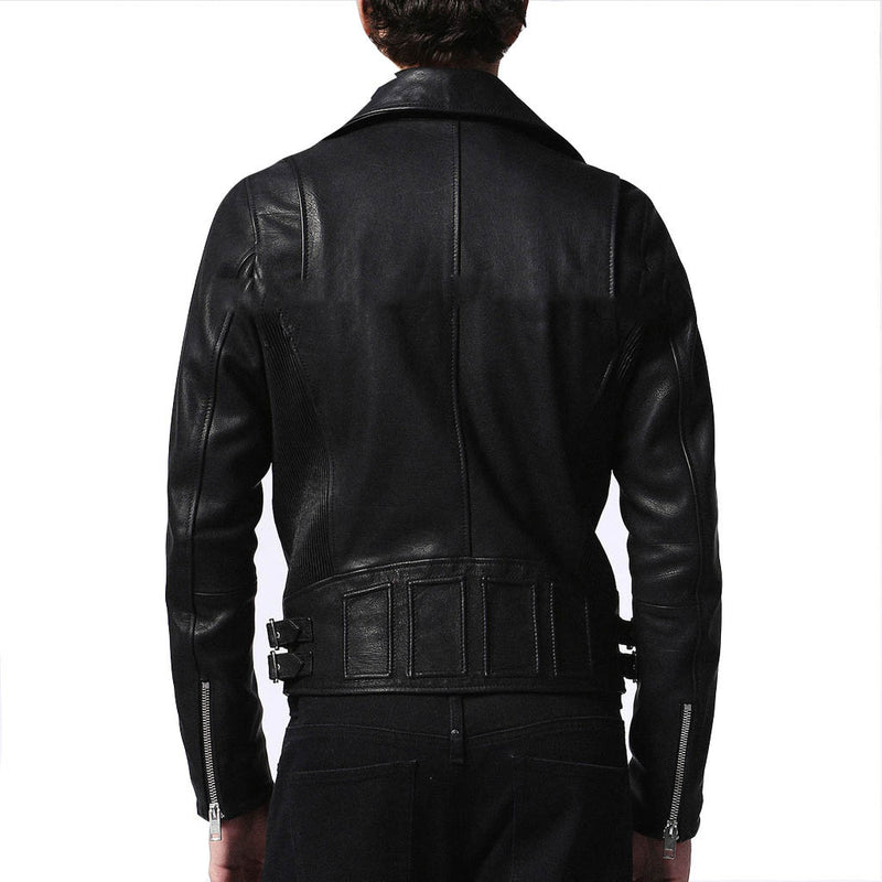 Biker Jacket - Men Real Lambskin Motorcycle Leather Biker Jacket KM317 - Koza Leathers