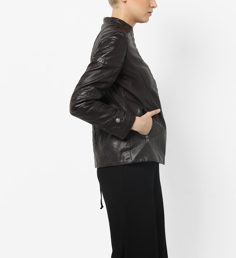 Biker / Motorcycle Jacket - Women Real Lambskin Leather Biker Jacket KW563 - Koza Leathers