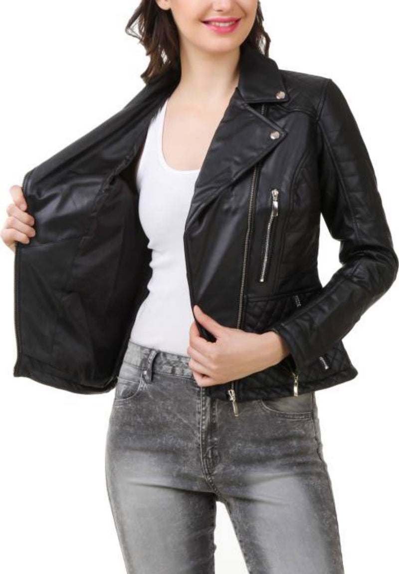 Biker / Motorcycle Jacket - Women Real Lambskin Leather Biker Jacket KW383 - Koza Leathers