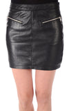 Knee Length Skirt - Women Real Lambskin Leather Slim Fit Skirt WS050 - Koza Leathers